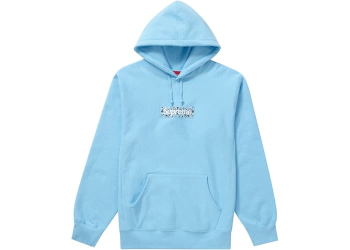 Supreme Bandana Box Logo Hooded Sweatshirt Light Blue