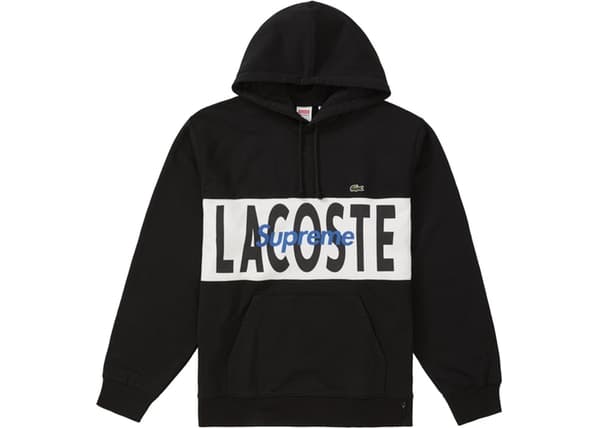 Supreme LACOSTE Logo Panel Hoodie Black