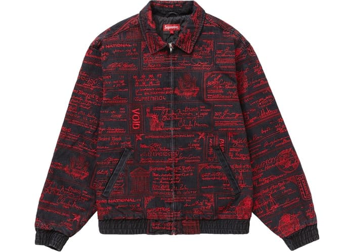 Supreme Checks Embroidered Denim Jacket Black