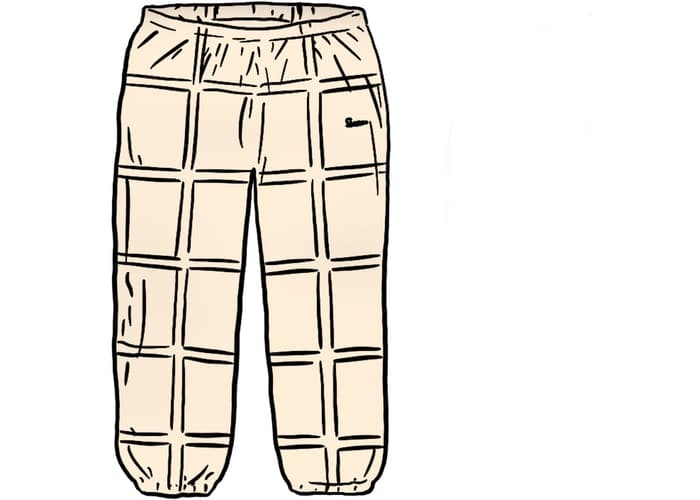 Supreme Grid Taping Velour Pant Off White Spring/Summer 2020