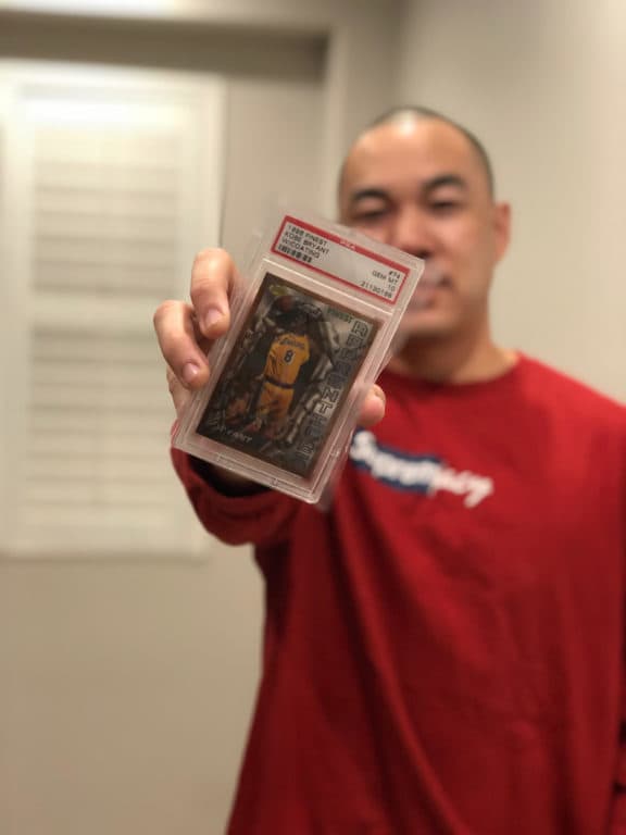 Derek with his Kobe Bryant 1996 Topps Finest rookie #74 with coating PSA 10