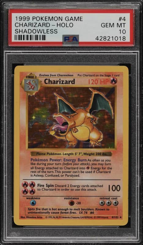 Charizard-Holo 1999 Pokemon TCG Base Set Shadowless #4/102