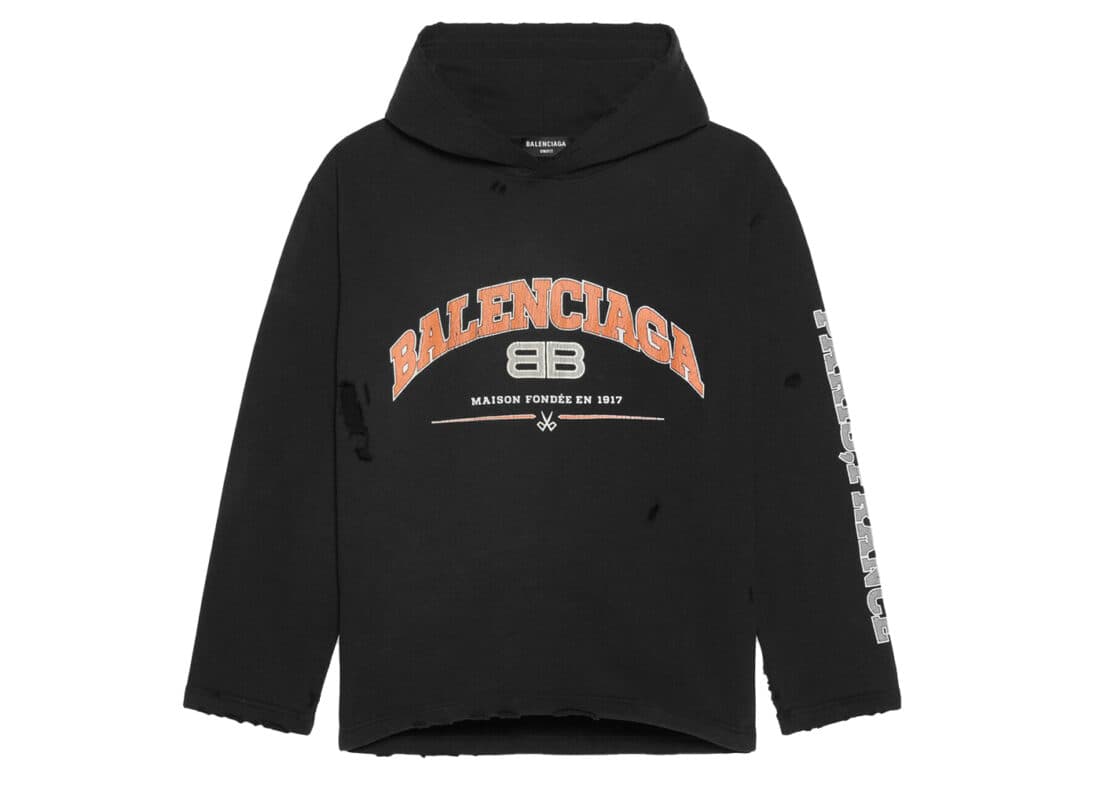 Balenciaga-Womens-Maison-Balenciaga-Cropped-Hoodie-Black-Orange-White