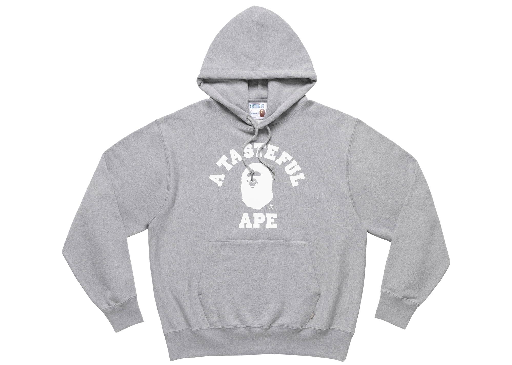 BAPE-x-JJJJound-Relaxed-Classic-College-Pullover-Hoodie-Gray