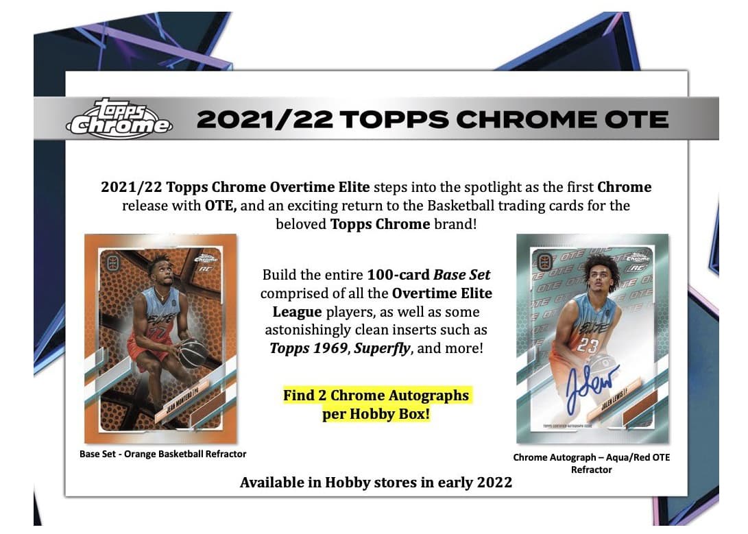 2021-22 Topps Chrome Overtime Elite Basketball trading card release