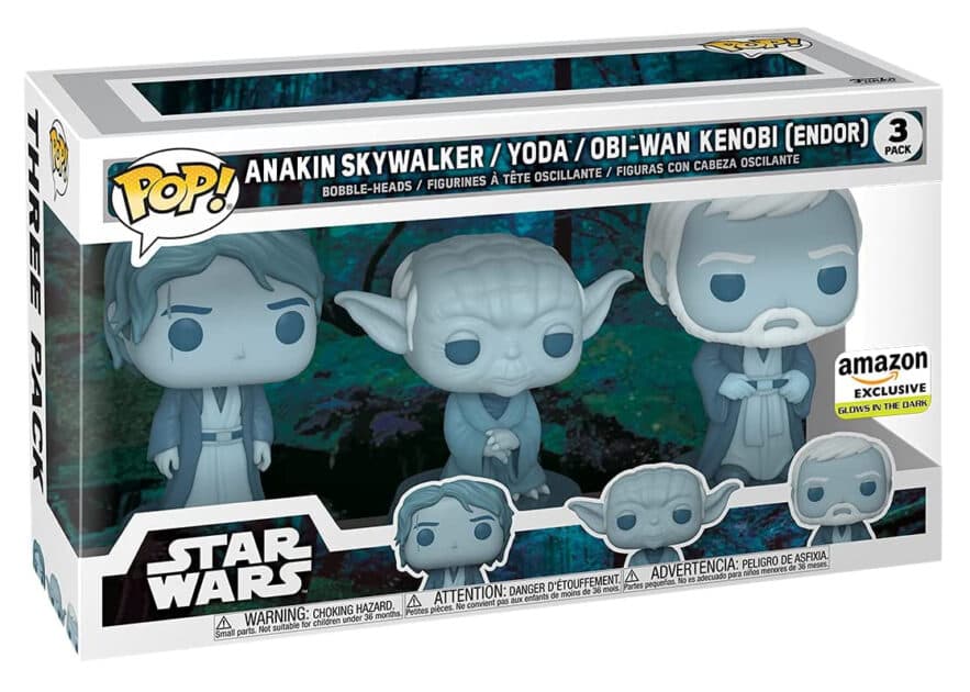 Funko Pop! Star Wars Across The Galaxy Force Ghost Anakin Skywalker/Yoda/Obi-Wan Kenobi (Endor) GITD Amazon Exclusive