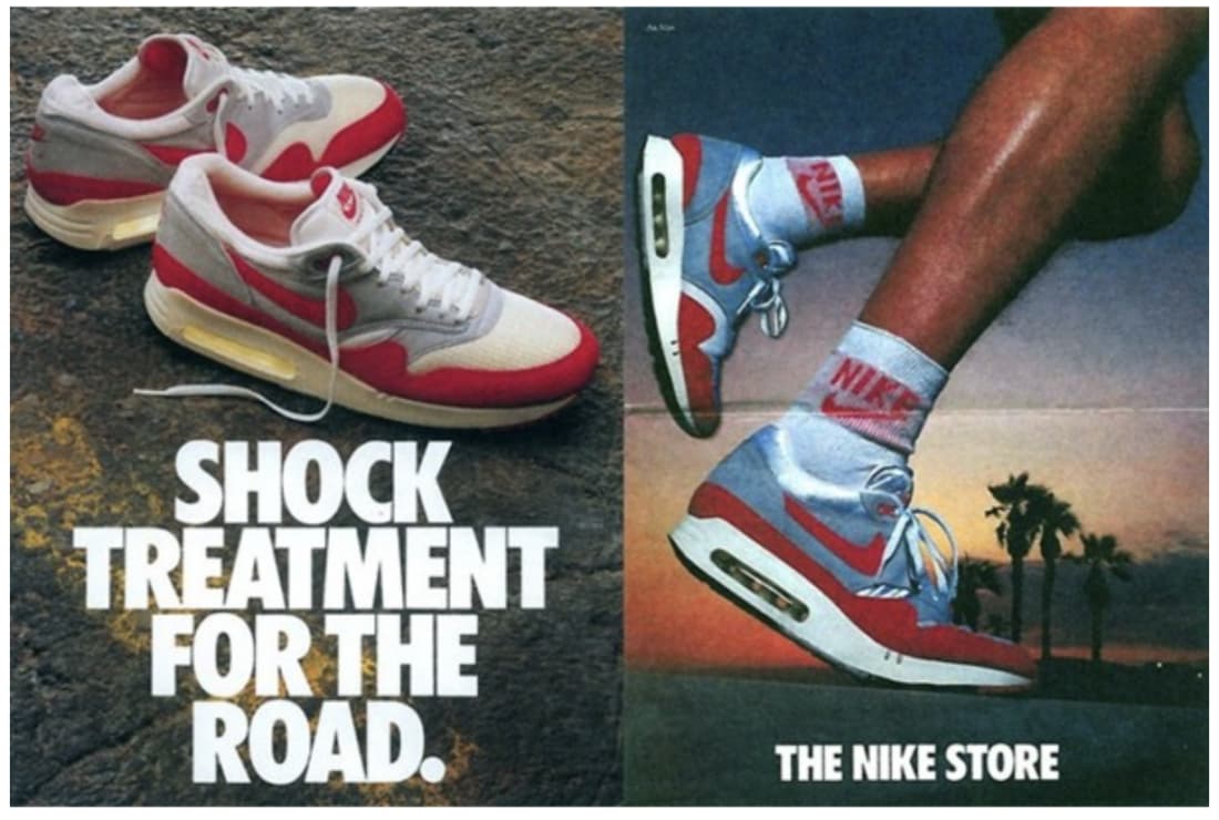 An advertising campaign for Nike Air Max showing feet running