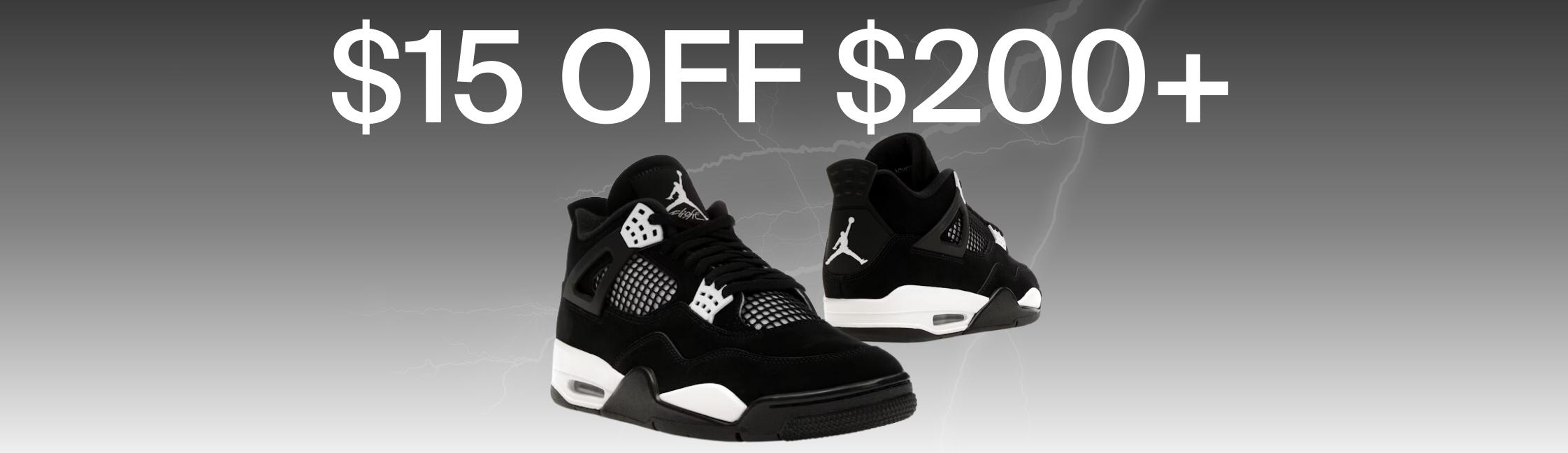 $15 Off $200+ AJ4 White Thunder Orders