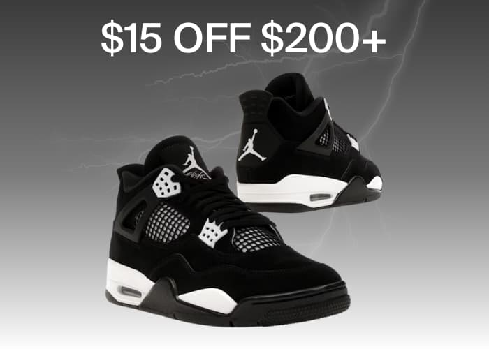 $15 Off $200+ AJ4 White Thunder Orders